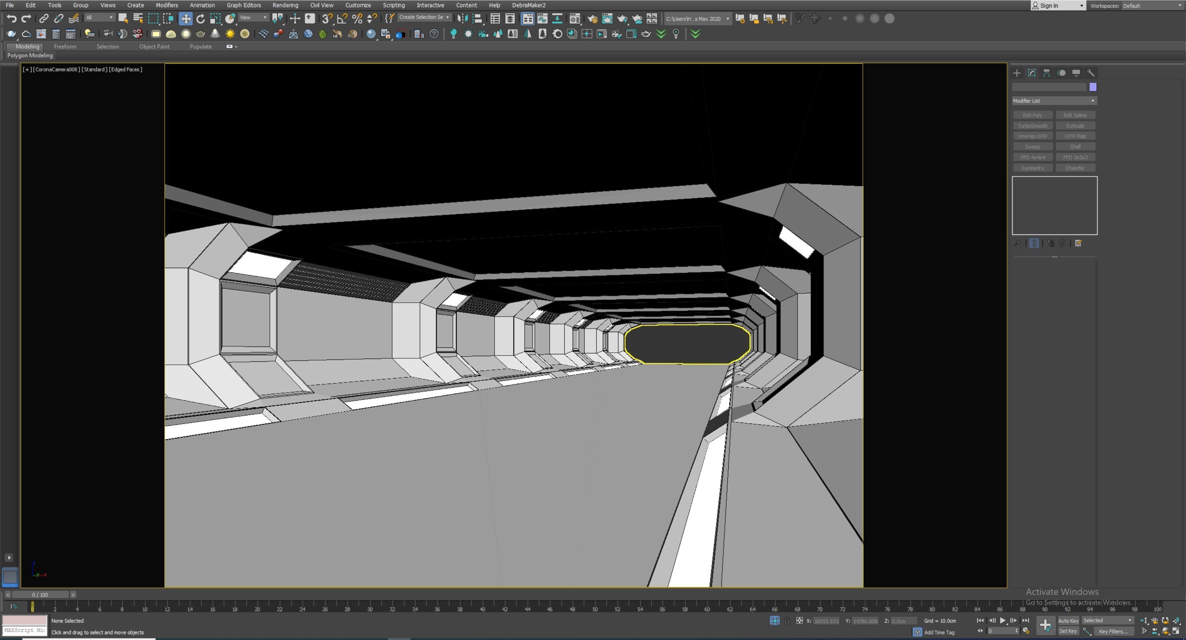 low poly sci fi corridor 07 Low-poly 3D model_4