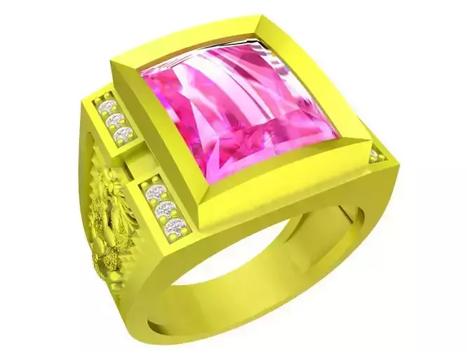 A5390 Fashion Diamond Men Ring with Dragon Texture 3D Model