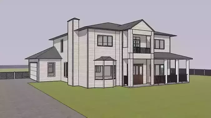 House with Swimming pool 3D model 