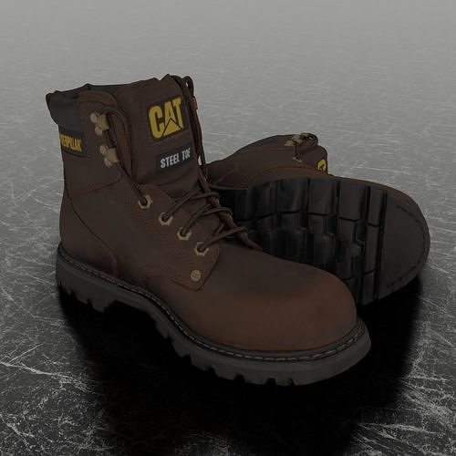 3D CAT BOOTS - STEEL TOE - BROWN Low-poly 3D model
