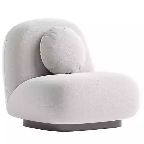 Upholstered Armchair In White Boucle  Black Legs  Larry