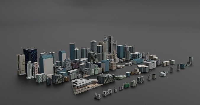 Complete City Pack Building - House Collection Low-poly 3D model 7