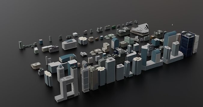 Complete City Pack Building - House Collection Low-poly 3D model 4