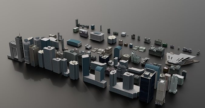 Complete City Pack Building - House Collection Low-poly 3D model 5