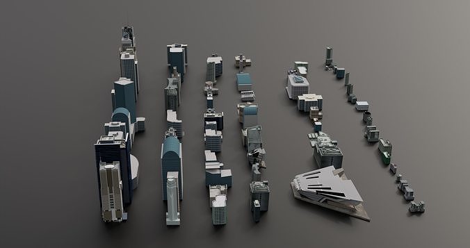 Complete City Pack Building - House Collection Low-poly 3D model 6