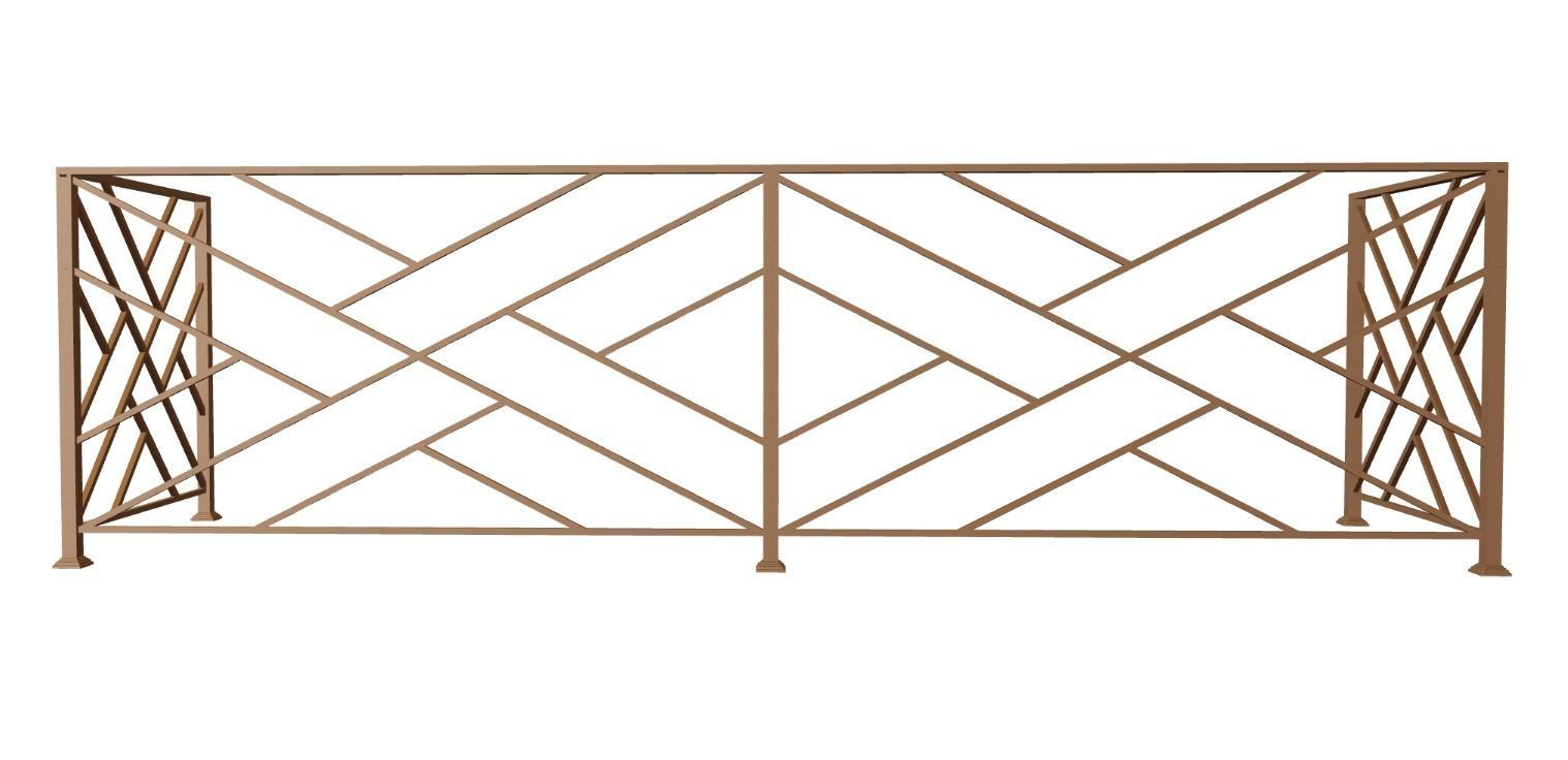 Iron balcony railing 3D model 3D model_3