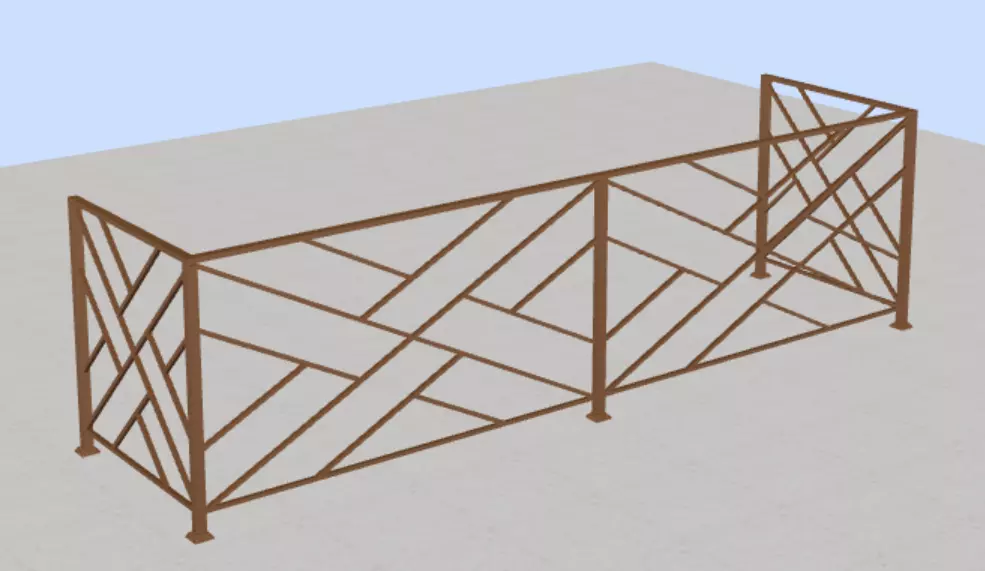 Iron balcony railing 3D model 3D model_0