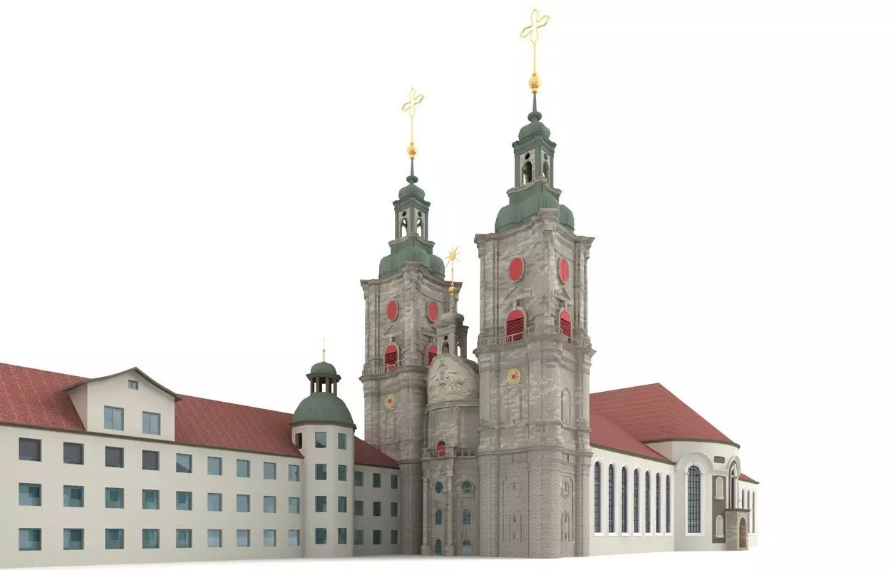 Abbey of St Gallen Switzerland 3D model_0