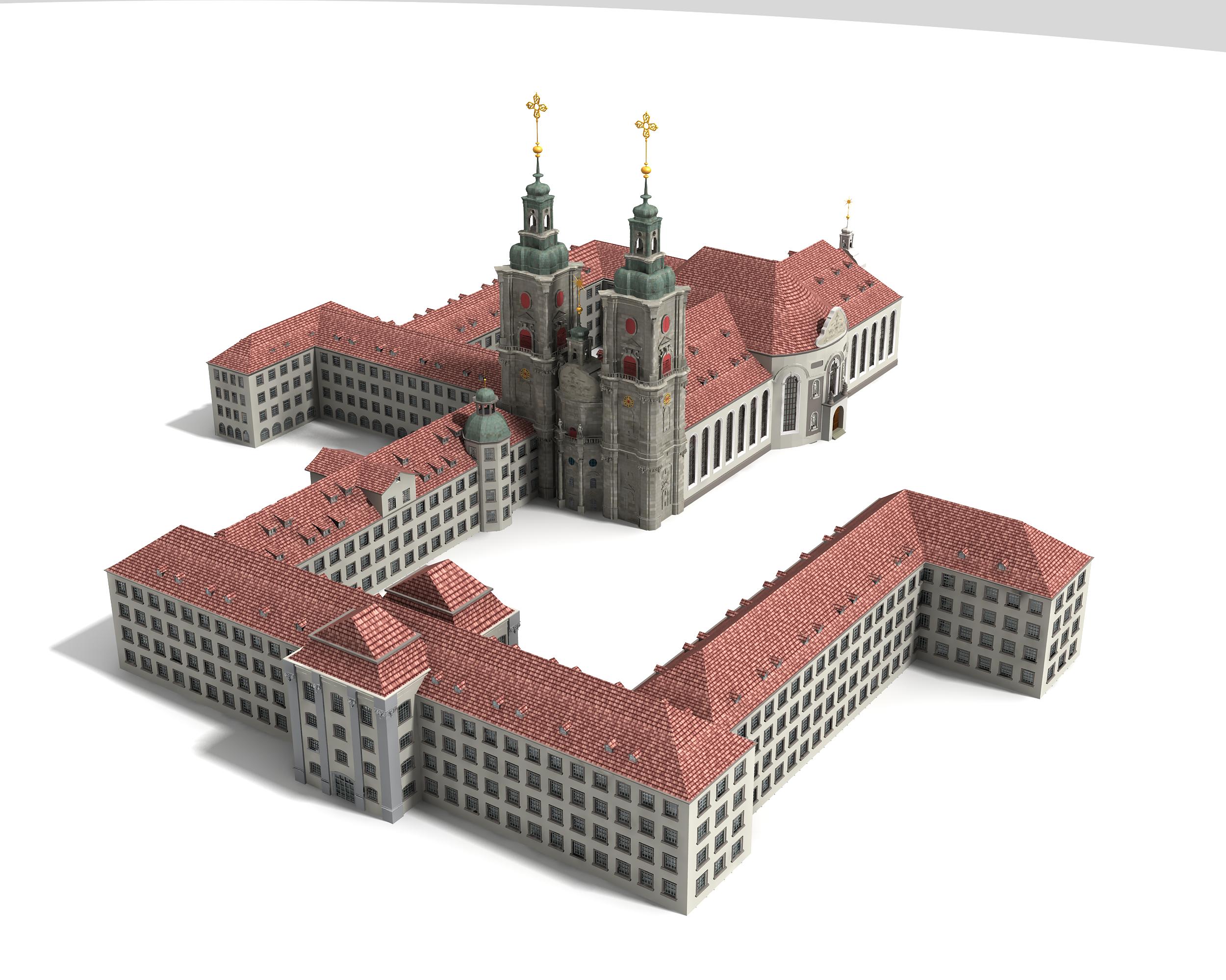 Abbey of St Gallen Switzerland 3D model_8