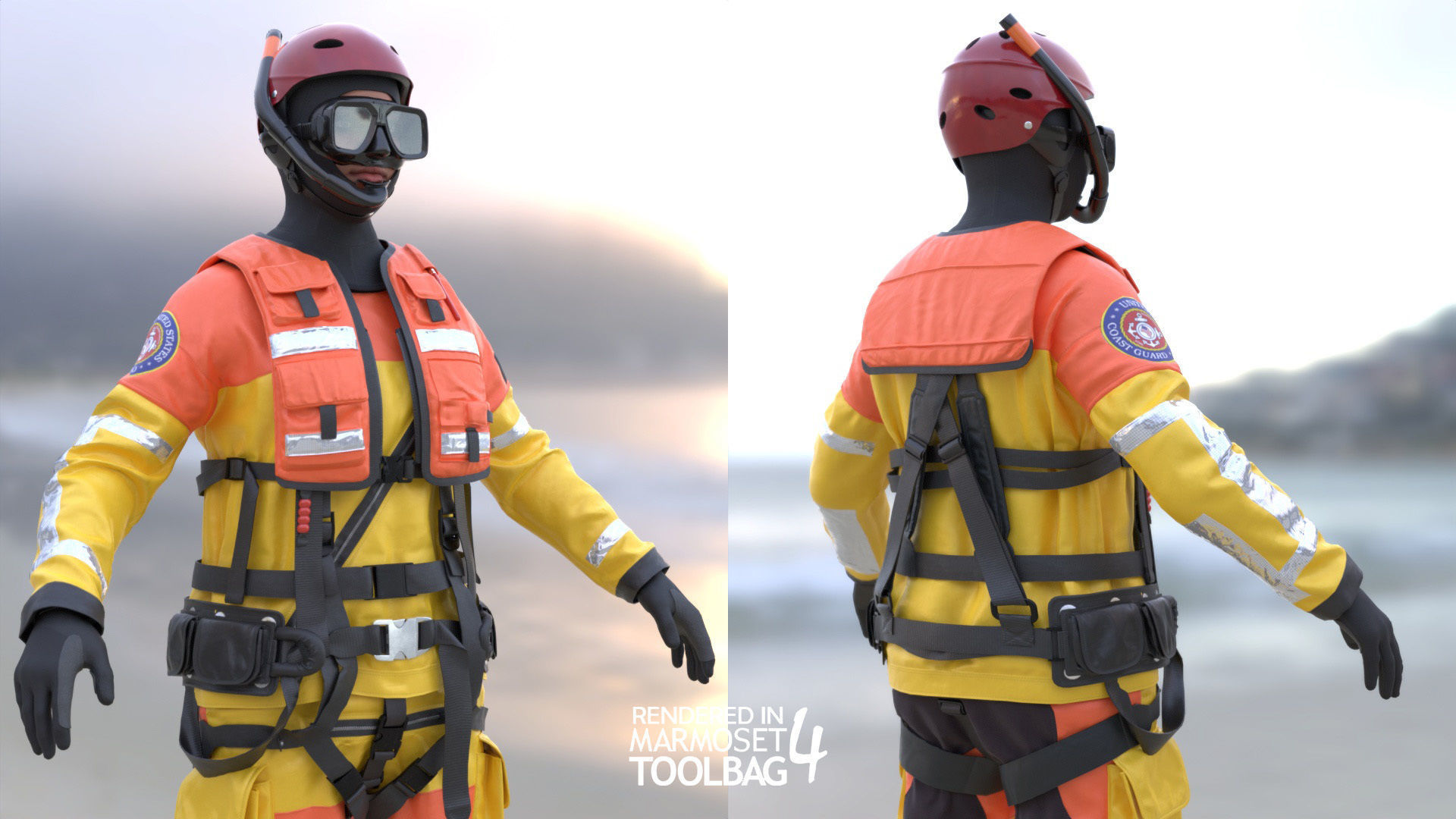 Woman - Rescue Swimmer - Modular - Rigged Low-poly 3D model_5