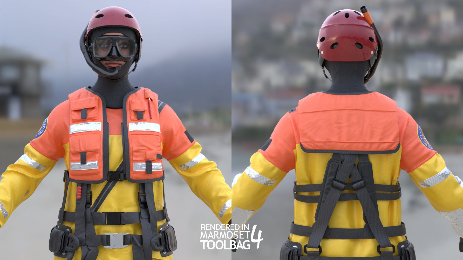 Woman - Rescue Swimmer - Modular - Rigged Low-poly 3D model_6