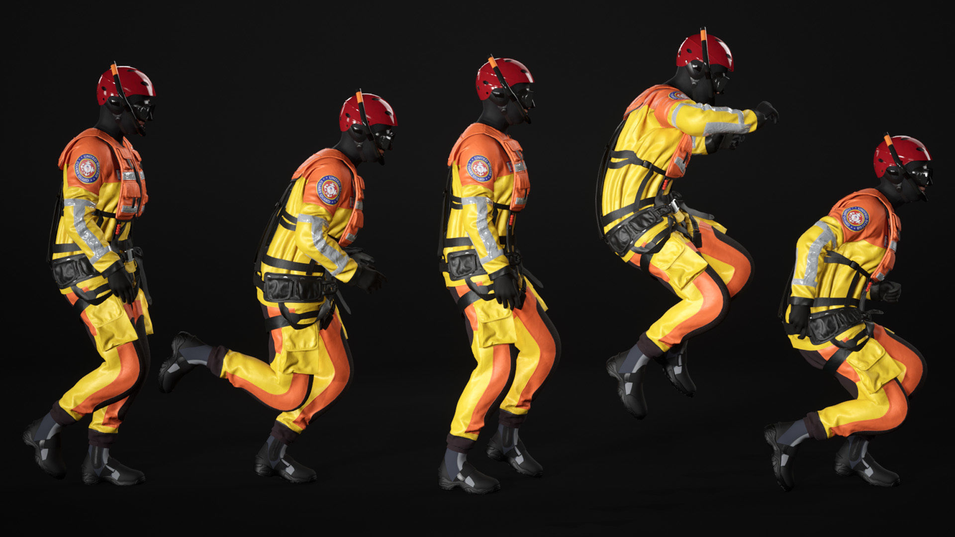 Woman - Rescue Swimmer - Modular - Rigged Low-poly 3D model_11