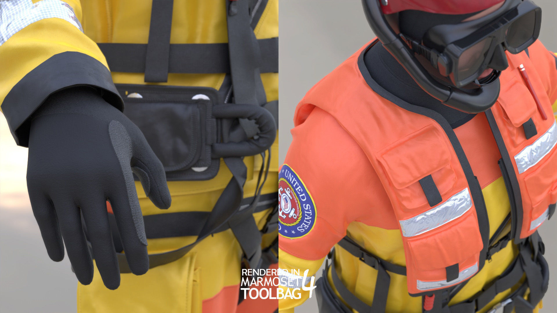 Woman - Rescue Swimmer - Modular - Rigged Low-poly 3D model_22