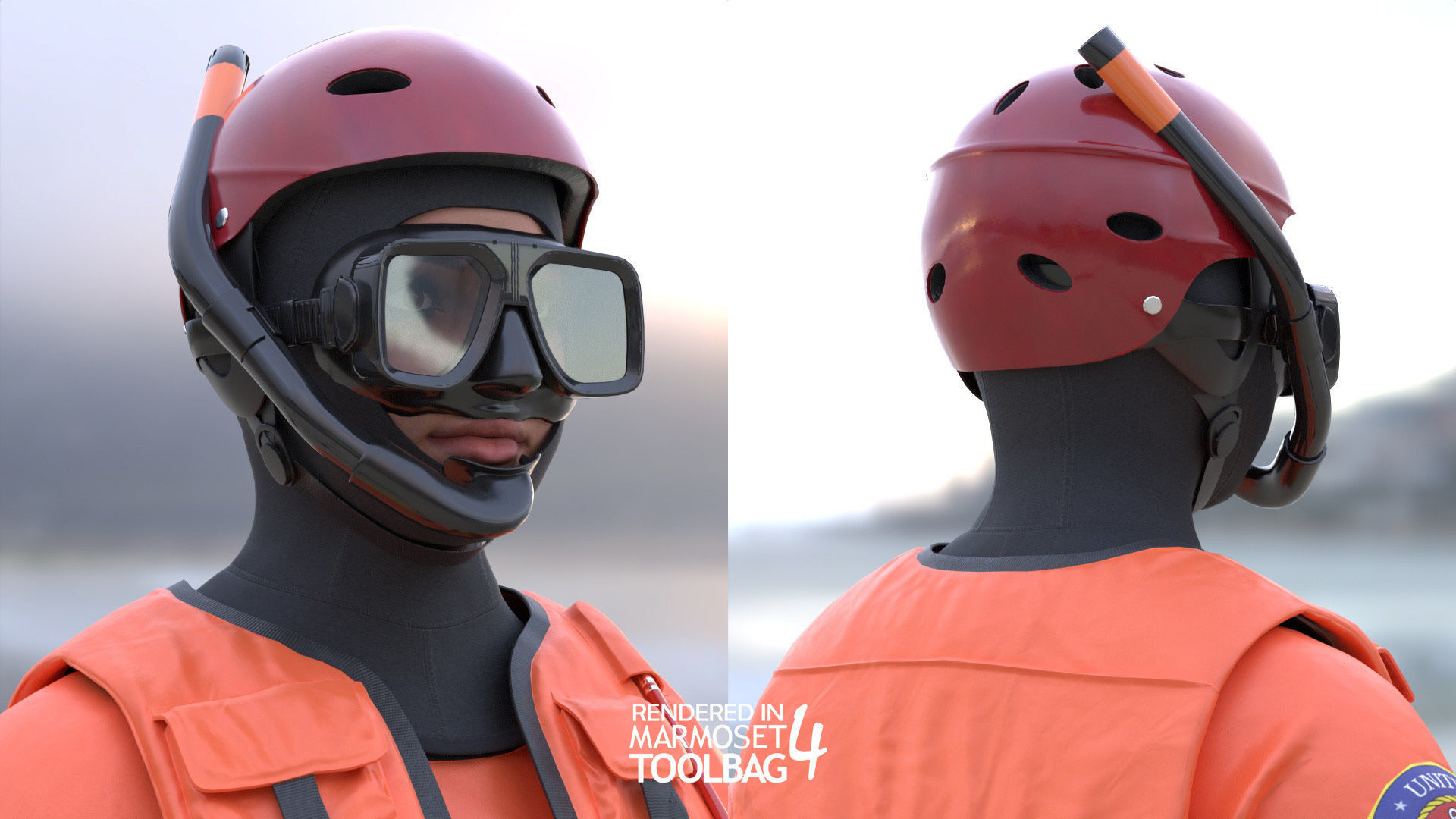 Woman - Rescue Swimmer - Modular - Rigged Low-poly 3D model_23