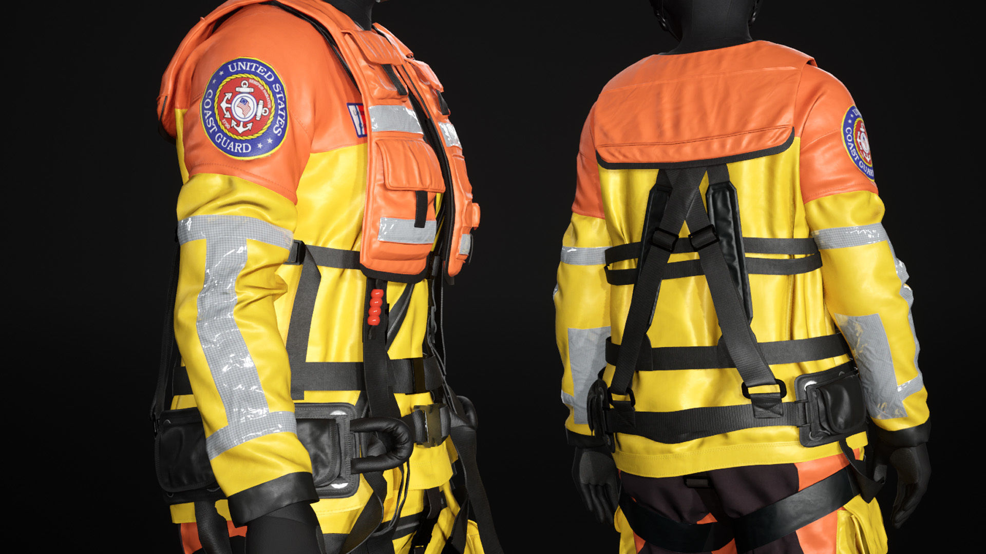 Woman - Rescue Swimmer - Modular - Rigged Low-poly 3D model_14