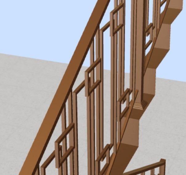 Iron stair railings 3D model 3D model_4
