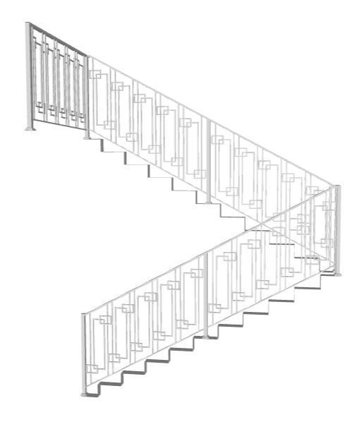 Iron stair railings 3D model 3D model_3