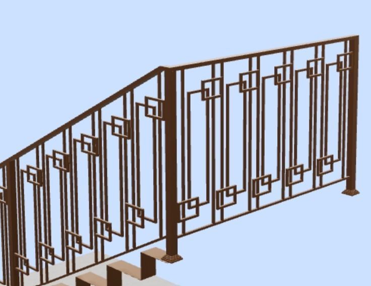 Iron stair railings 3D model 3D model_5