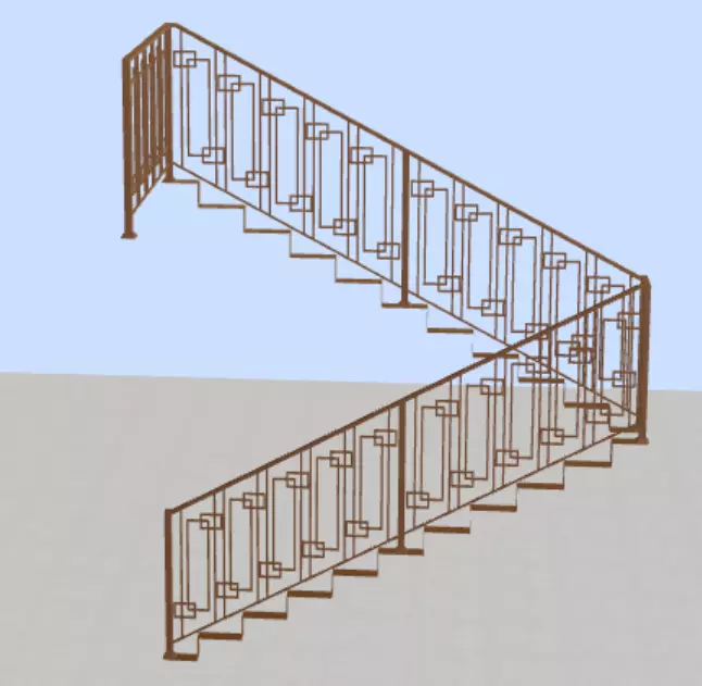 Iron stair railings 3D model 3D model_0