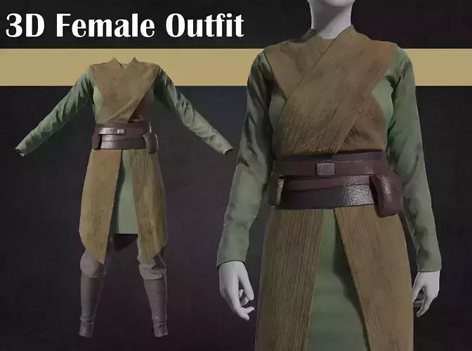 3D woman outfit character clothing 3D model