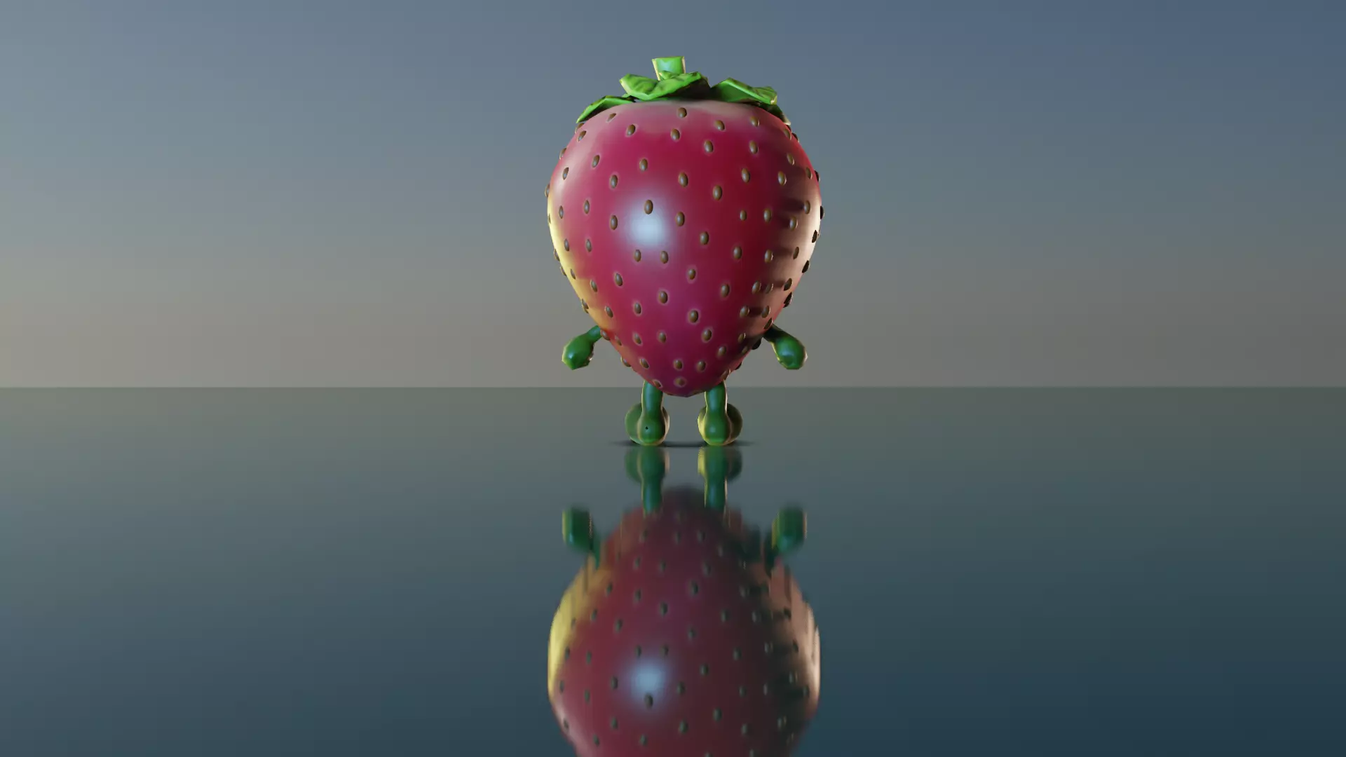 Adorable Animated and Rigged Low-poly Strawberry 3D Model Low-poly 3D model_0