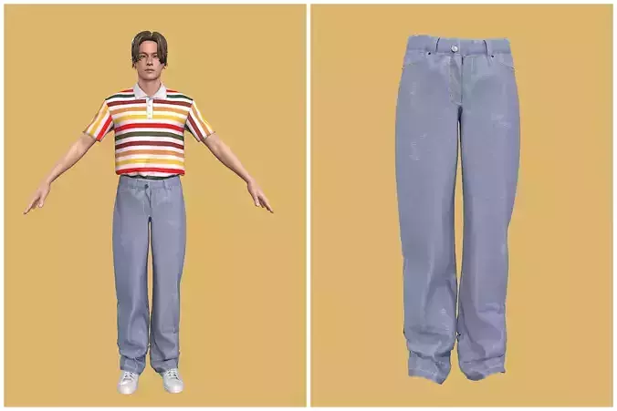 Man outfit v1 - Jean only 1 piece 3D model