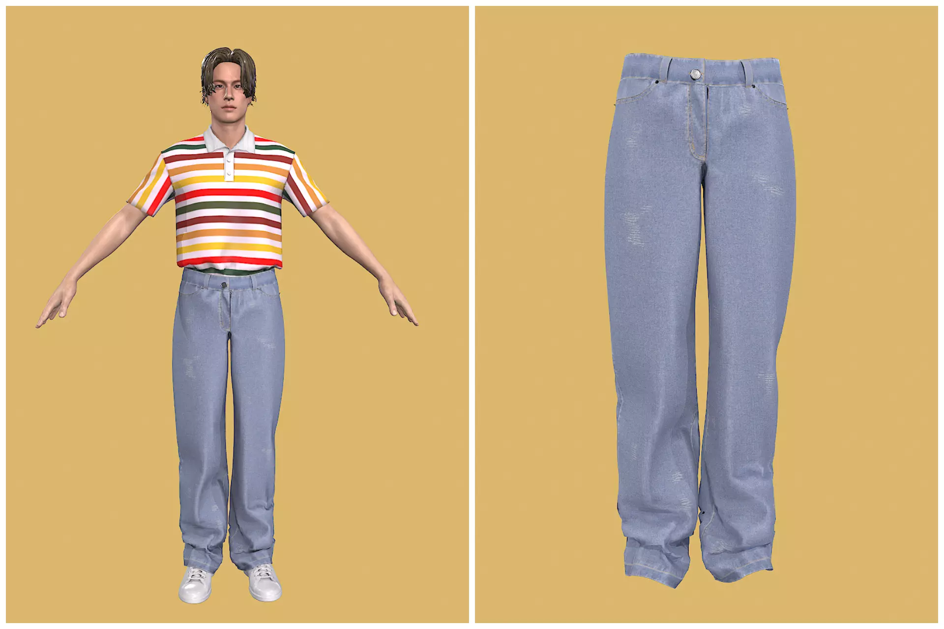 Man outfit v1 - Jean only 1 piece 3D model_0