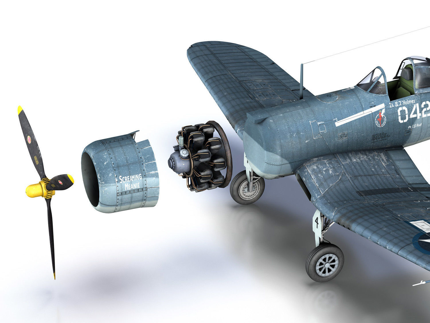 Vought F4U-1A - 042 3D model_25