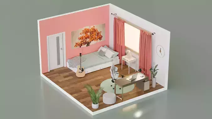 Kid room isometric interior