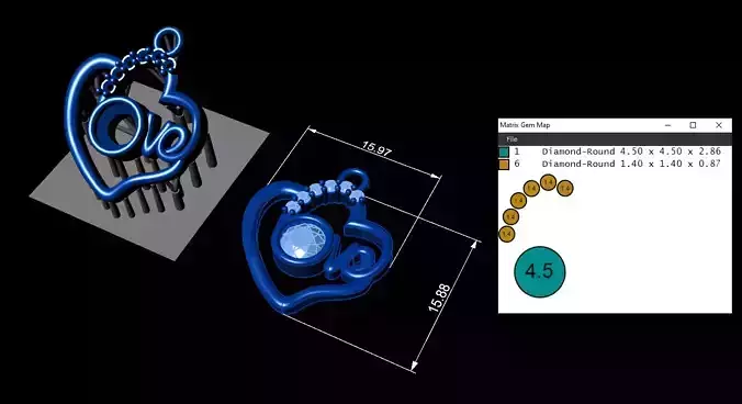 Heart Pendant 3dm stl 