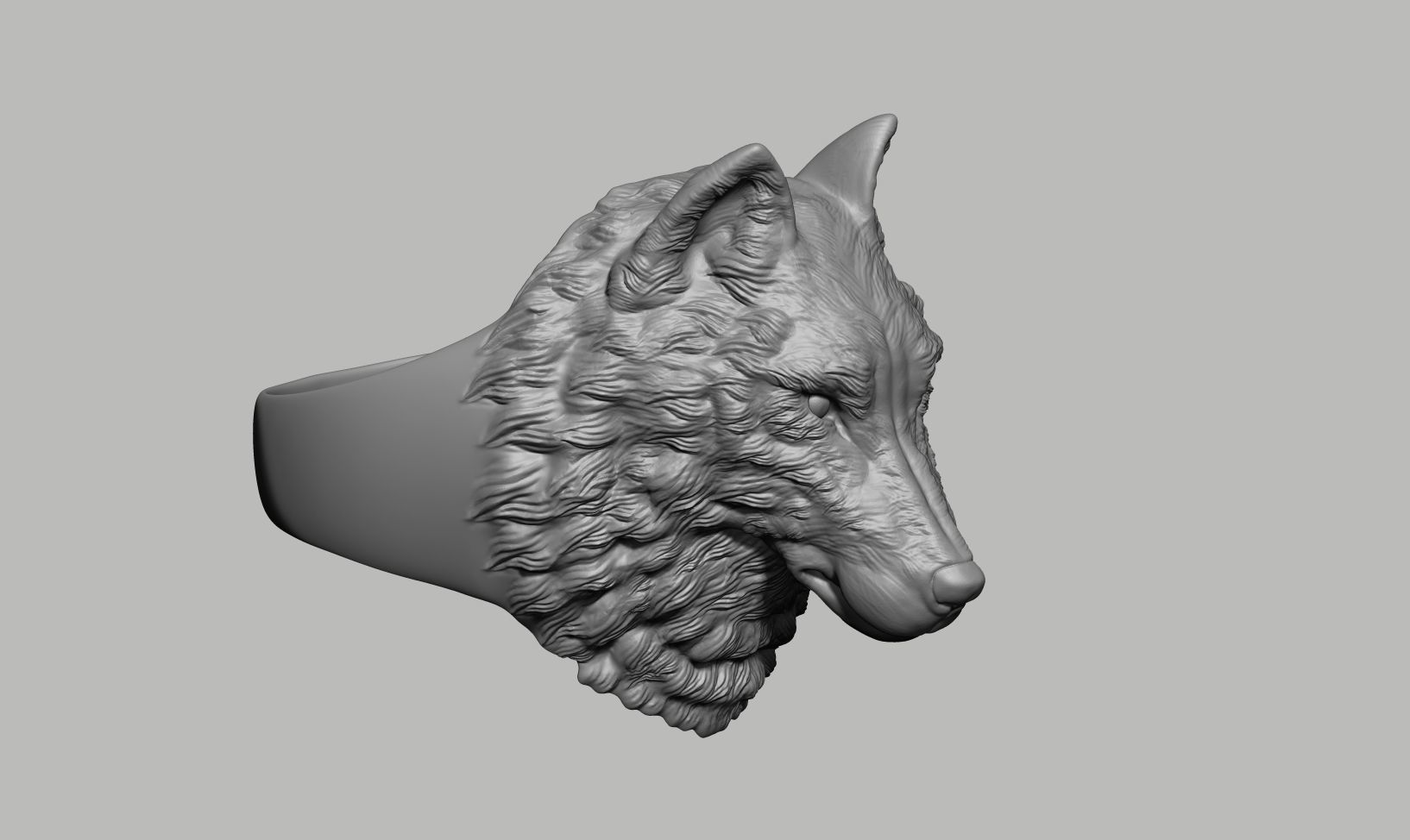 Wolf Head Ring 3D print model_2