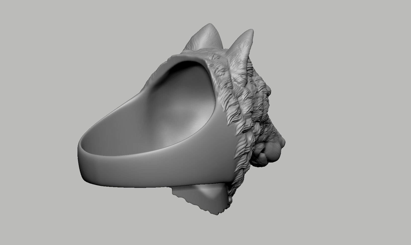Wolf Head Ring 3D print model_4
