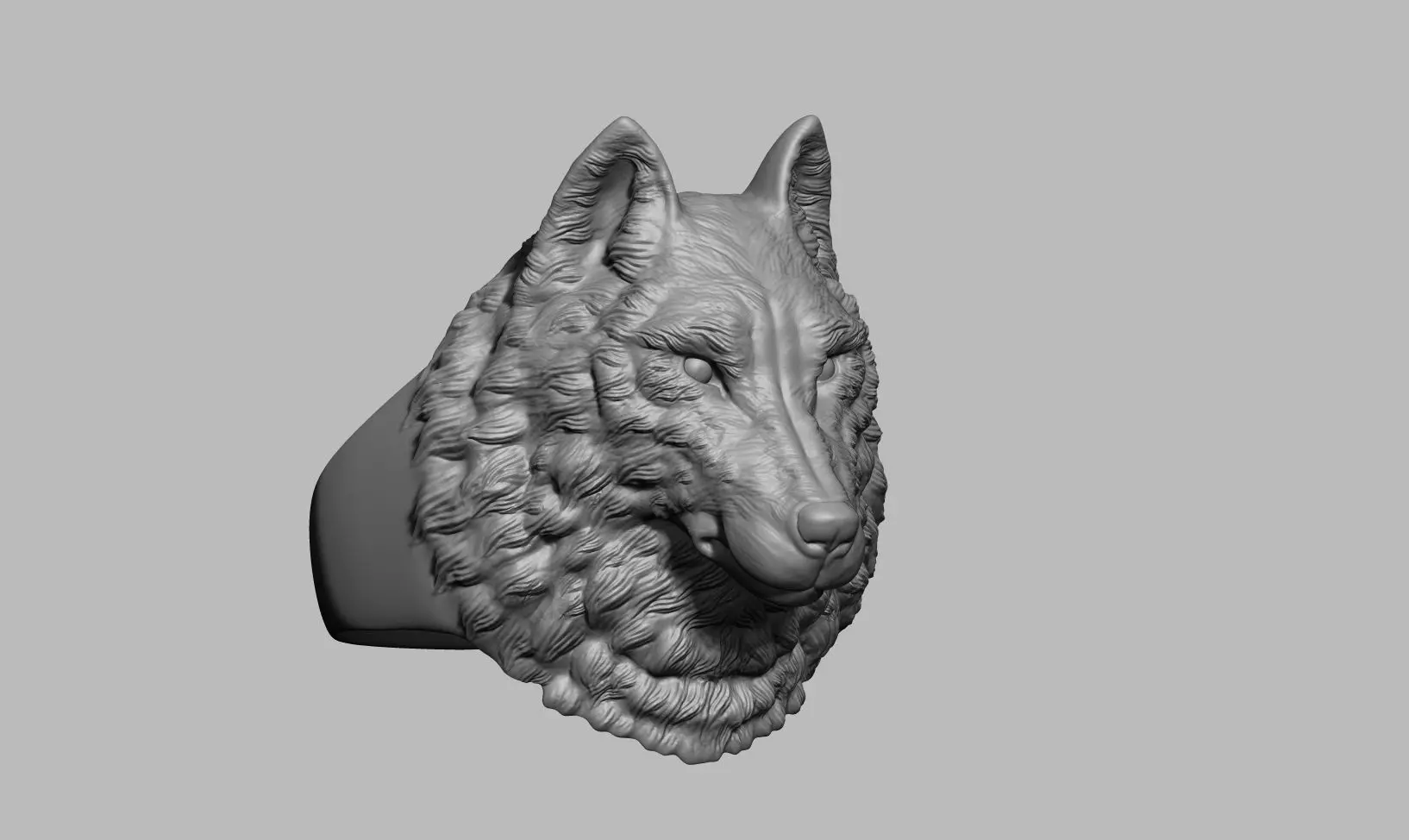 Wolf Head Ring 3D print model_0