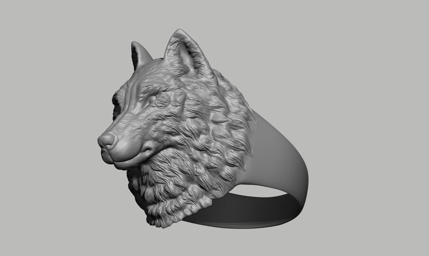 Wolf Head Ring 3D print model_7