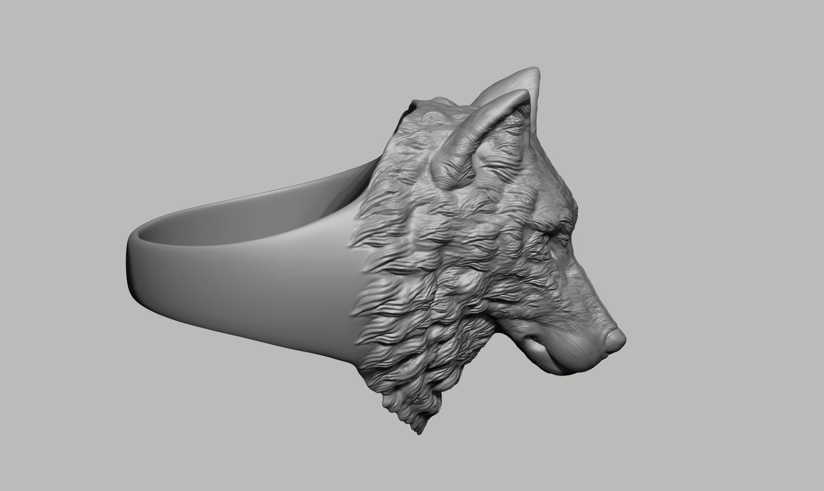 Wolf Head Ring 3D print model_3