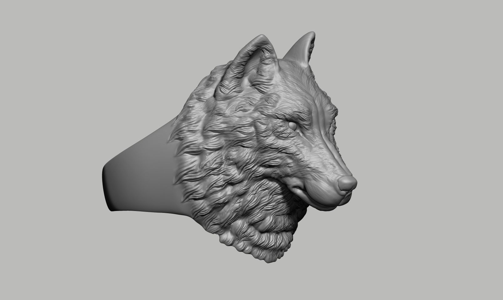 Wolf Head Ring 3D print model_1