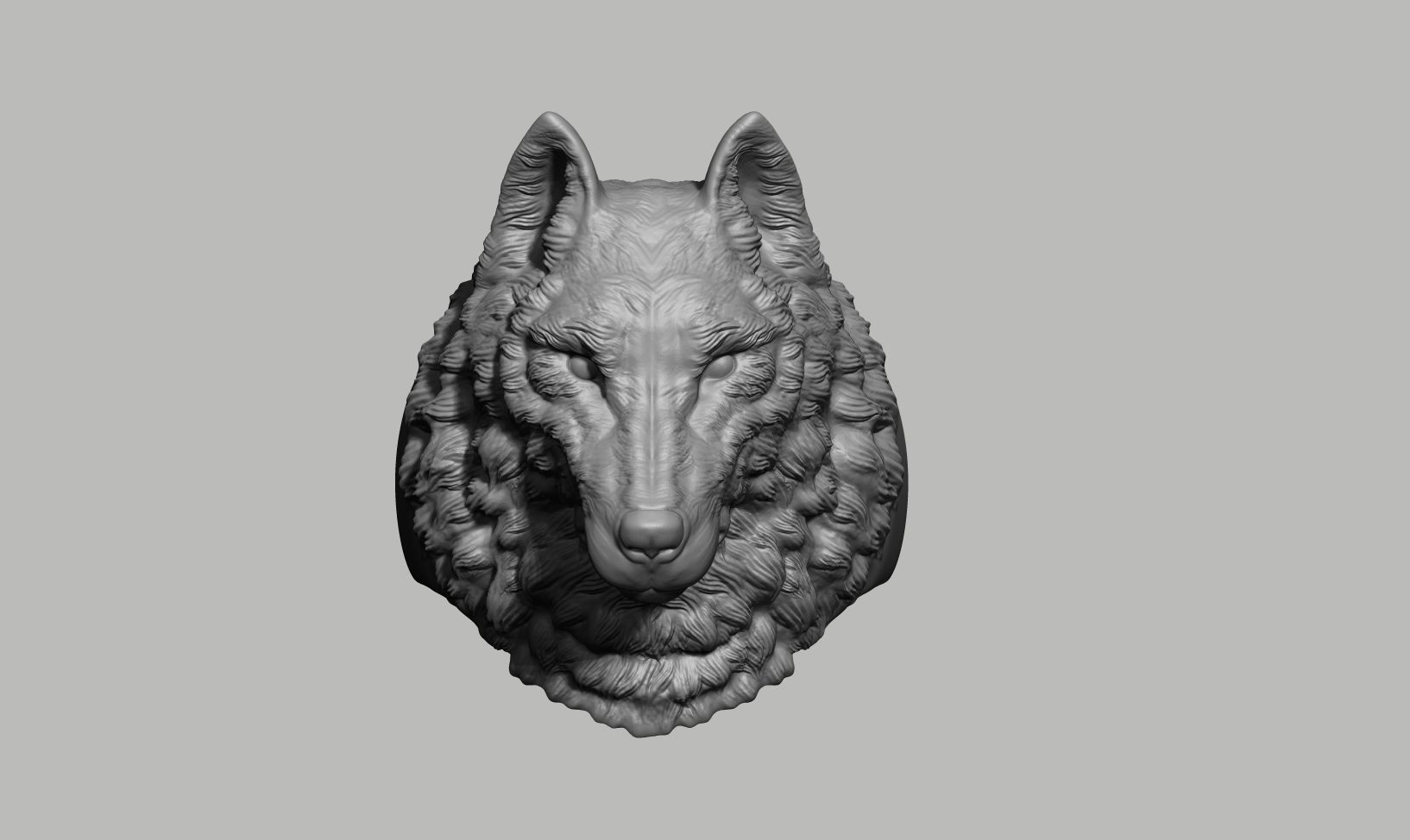 Wolf Head Ring 3D print model_8