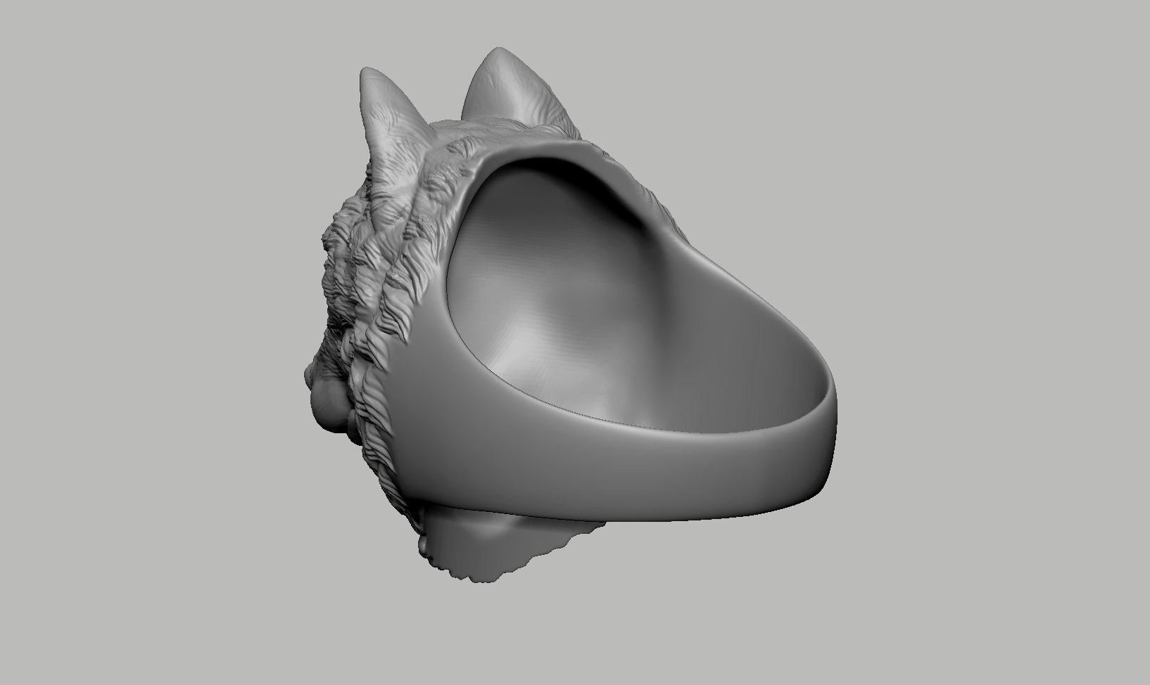 Wolf Head Ring 3D print model_5