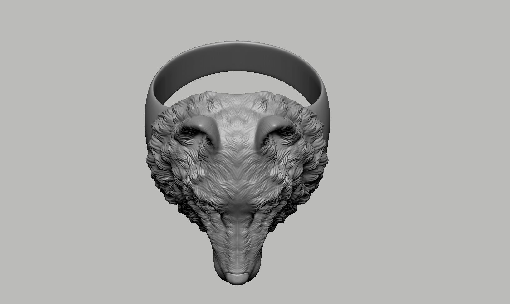 Wolf Head Ring 3D print model_9