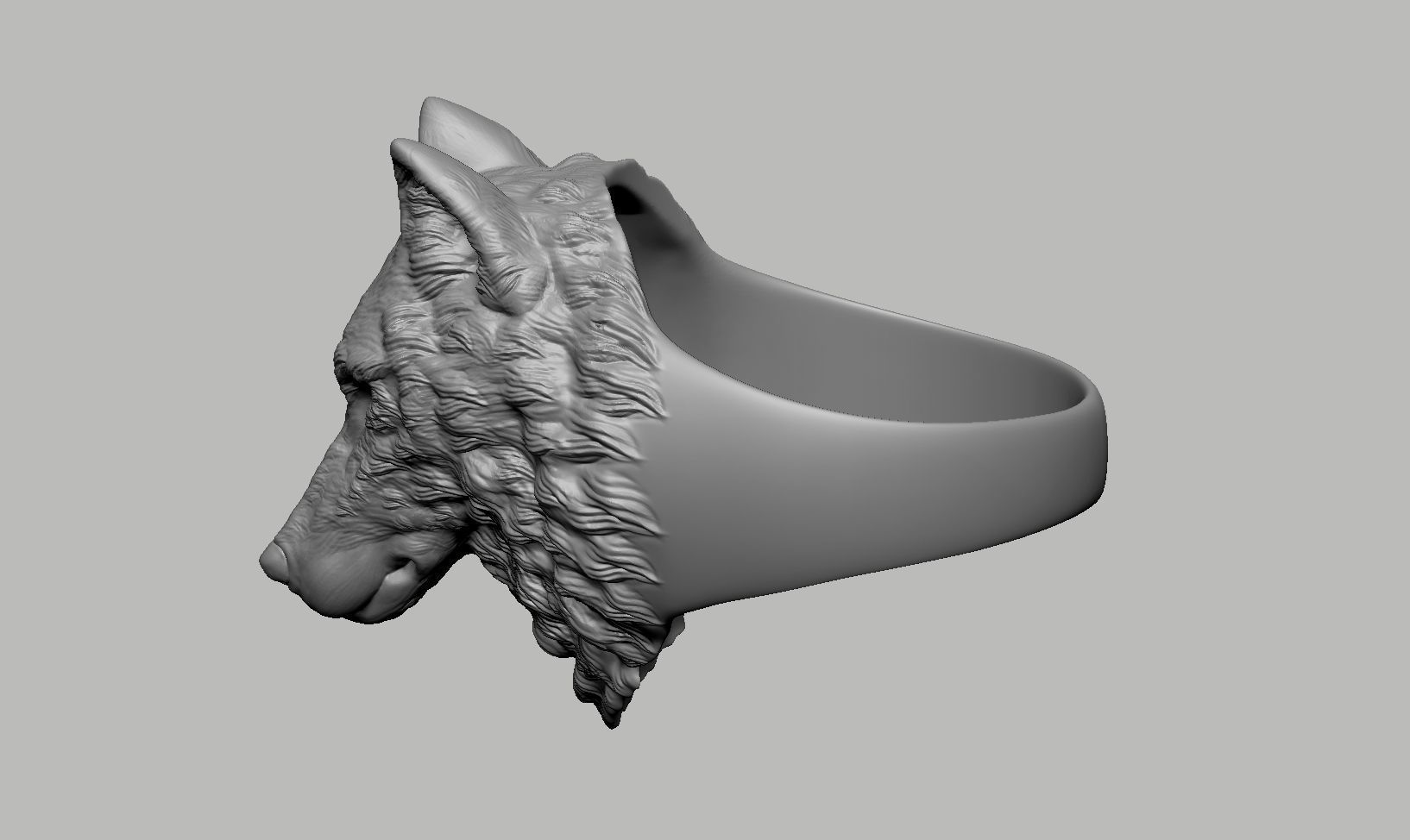 Wolf Head Ring 3D print model_6