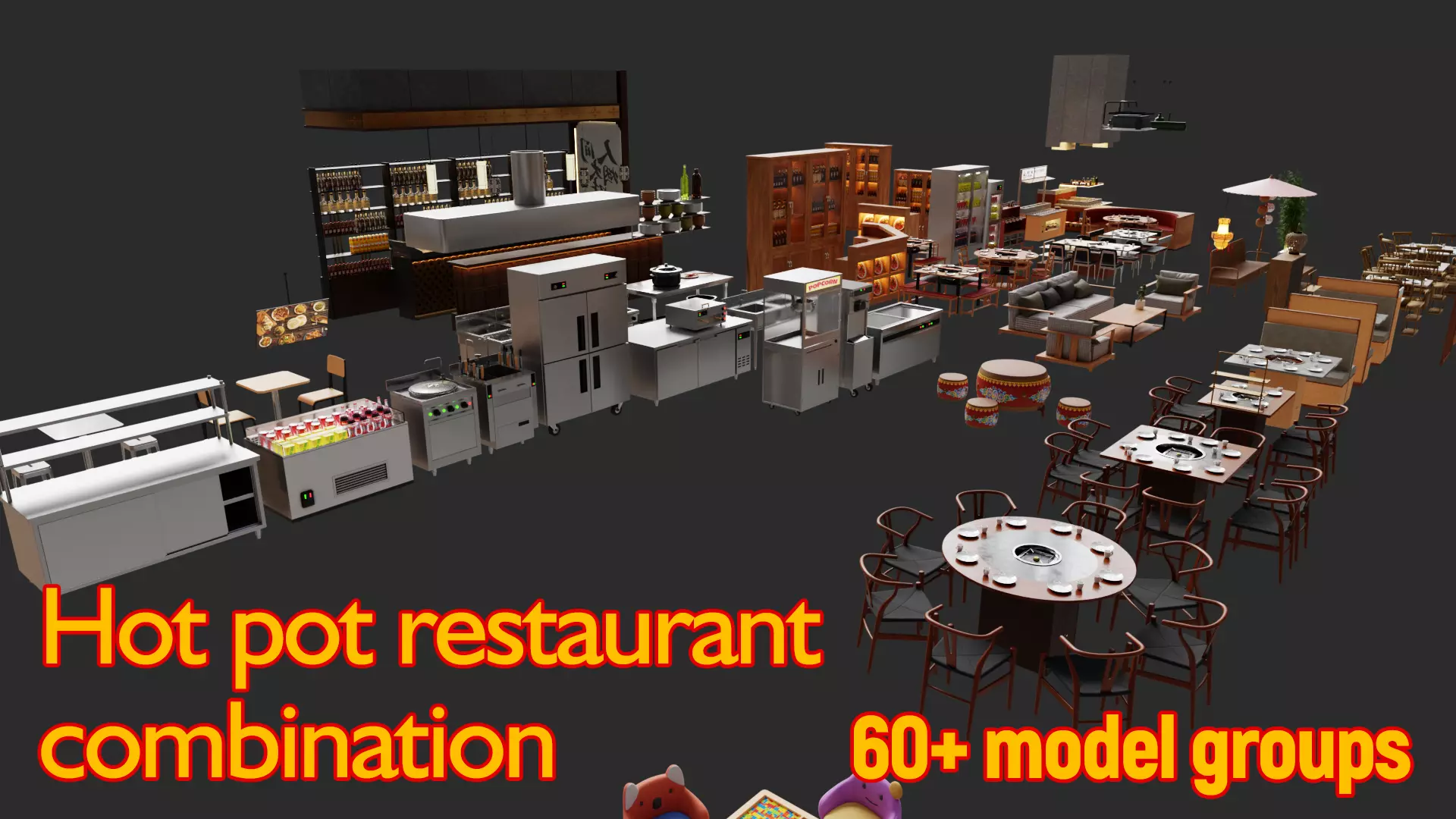 Hot pot restaurant combination 3D model