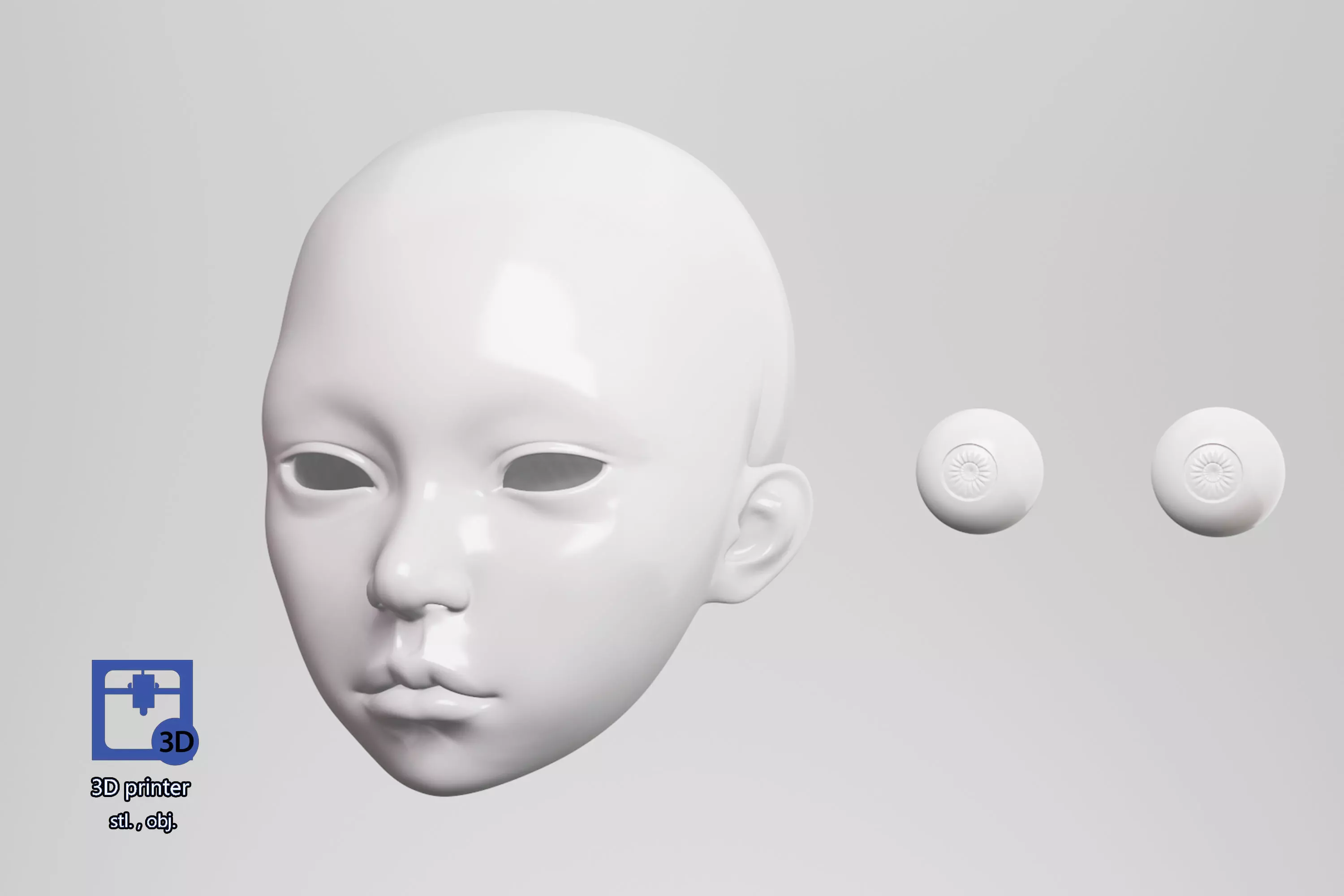 BJD doll 3D doll head model AT001 3D print model_0