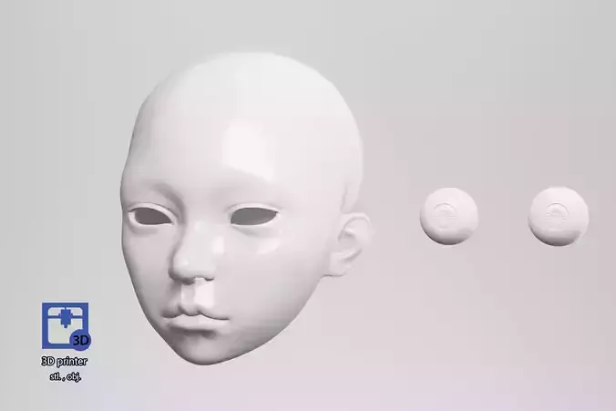 BJD doll 3D doll head model AT001 3D print model