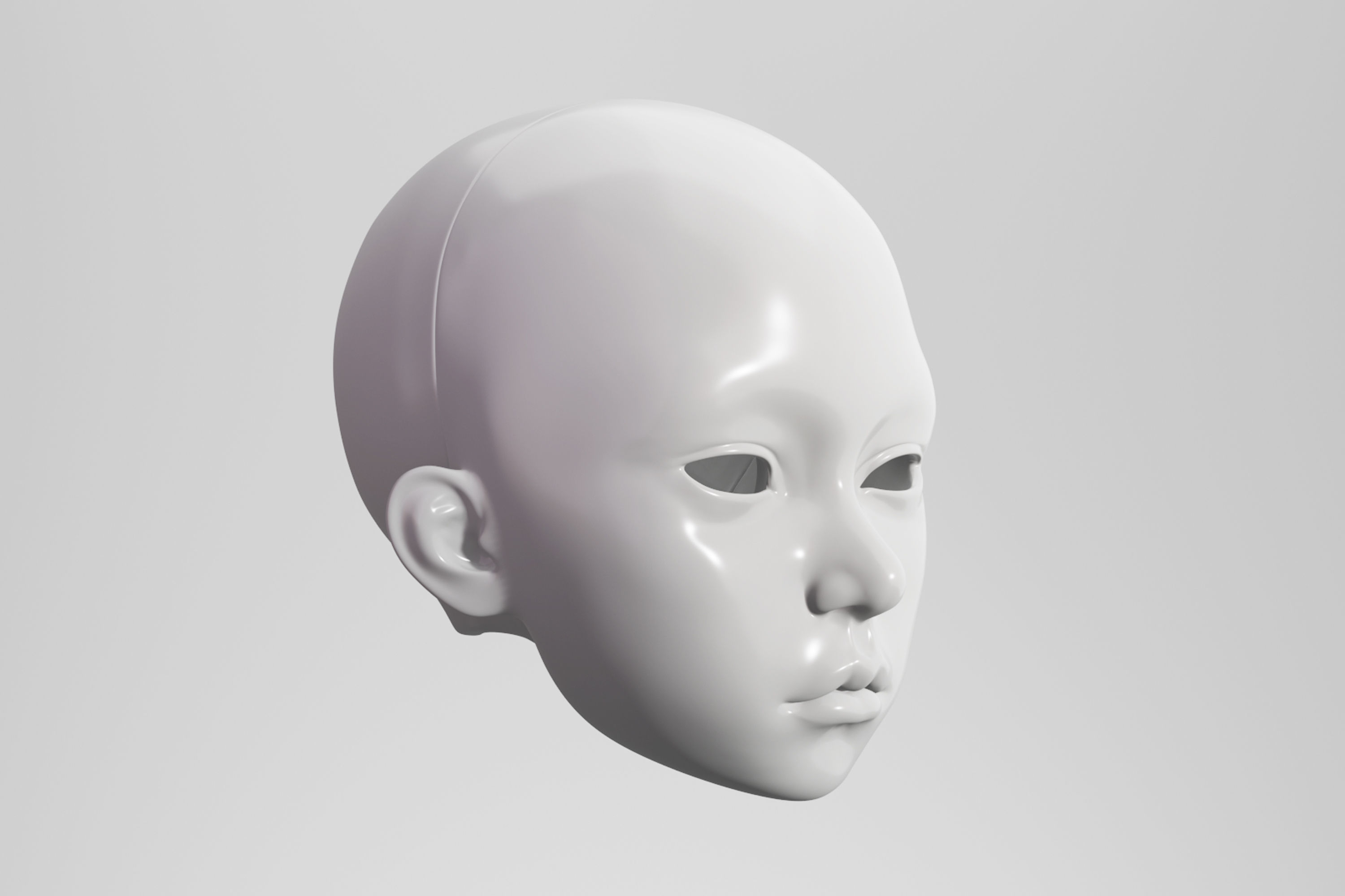 BJD doll 3D doll head model AT001 3D print model_6
