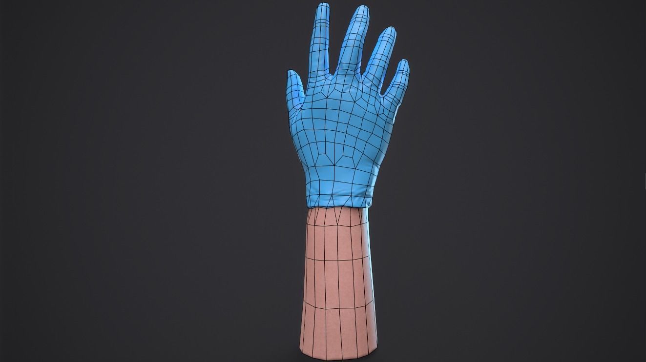 Gloved hand low-poly Low-poly 3D model_2
