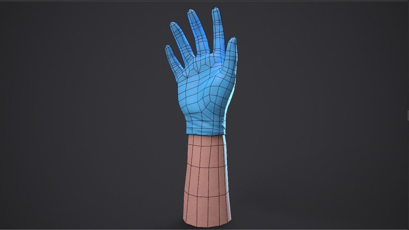 Gloved hand low-poly Low-poly 3D model_1