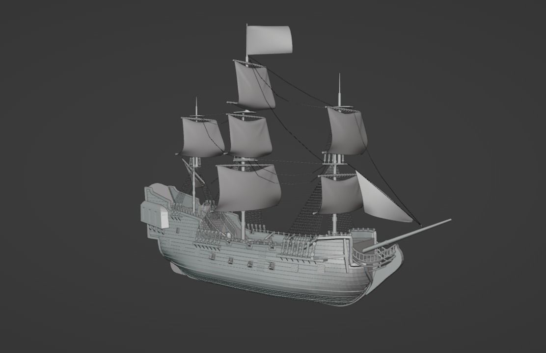 Fully 3D Printable Pirate Ship 3D print model_1