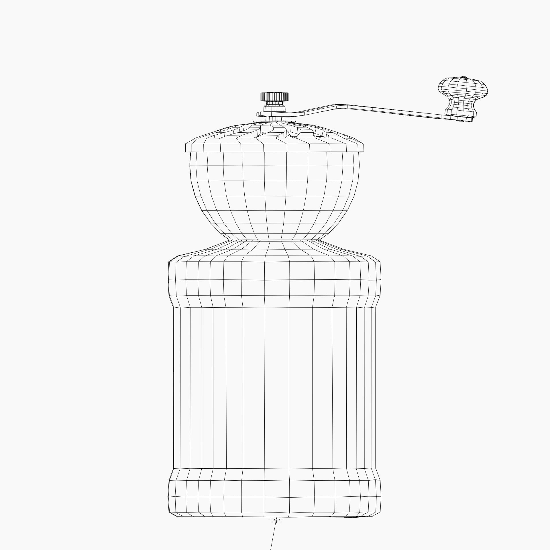 Antique Coffee Bean Grinder Mill Low-poly 3D model_3