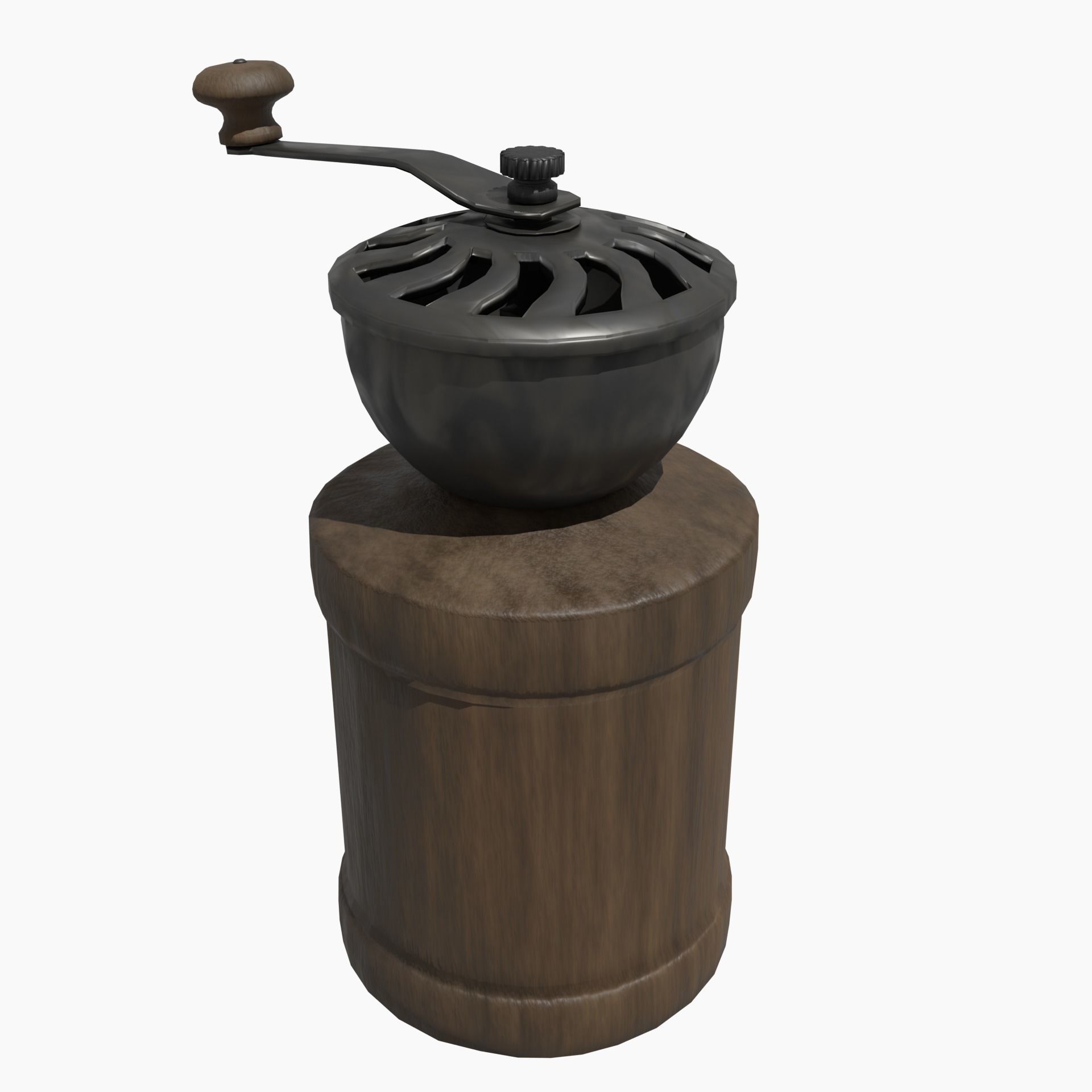Antique Coffee Bean Grinder Mill Low-poly 3D model_1