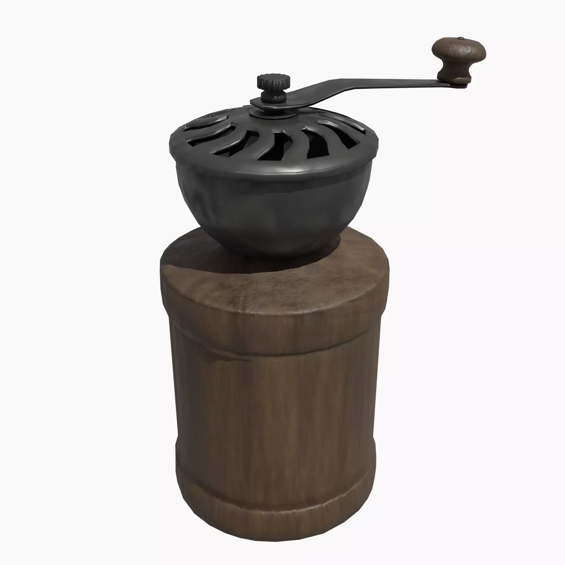 Antique Coffee Bean Grinder Mill Low-poly 3D model_0